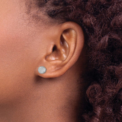 Sterlingsilber Rhodiniert Poliert Pavé Zirkonia 8mm Kreis Ohrstecker