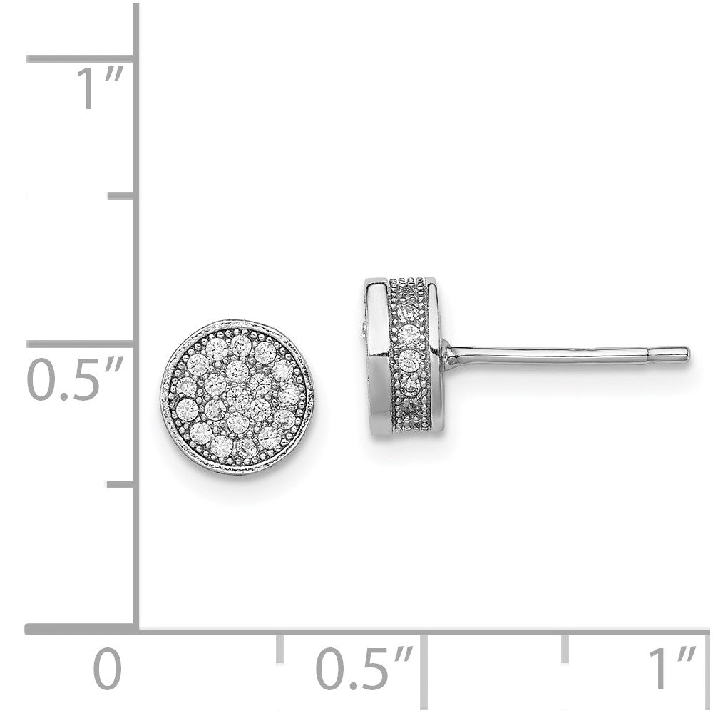Sterlingsilber Rhodiniert Poliert Pavé Zirkonia 8mm Kreis Ohrstecker