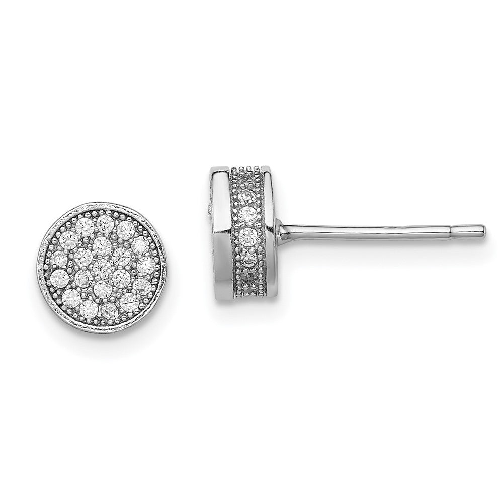 Sterlingsilber Rhodiniert Poliert Pavé Zirkonia 8mm Kreis Ohrstecker