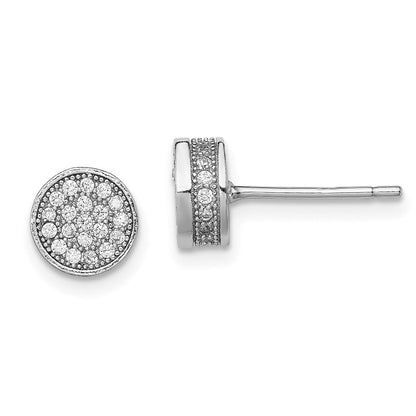 Sterlingsilber Rhodiniert Poliert Pavé Zirkonia 8mm Kreis Ohrstecker