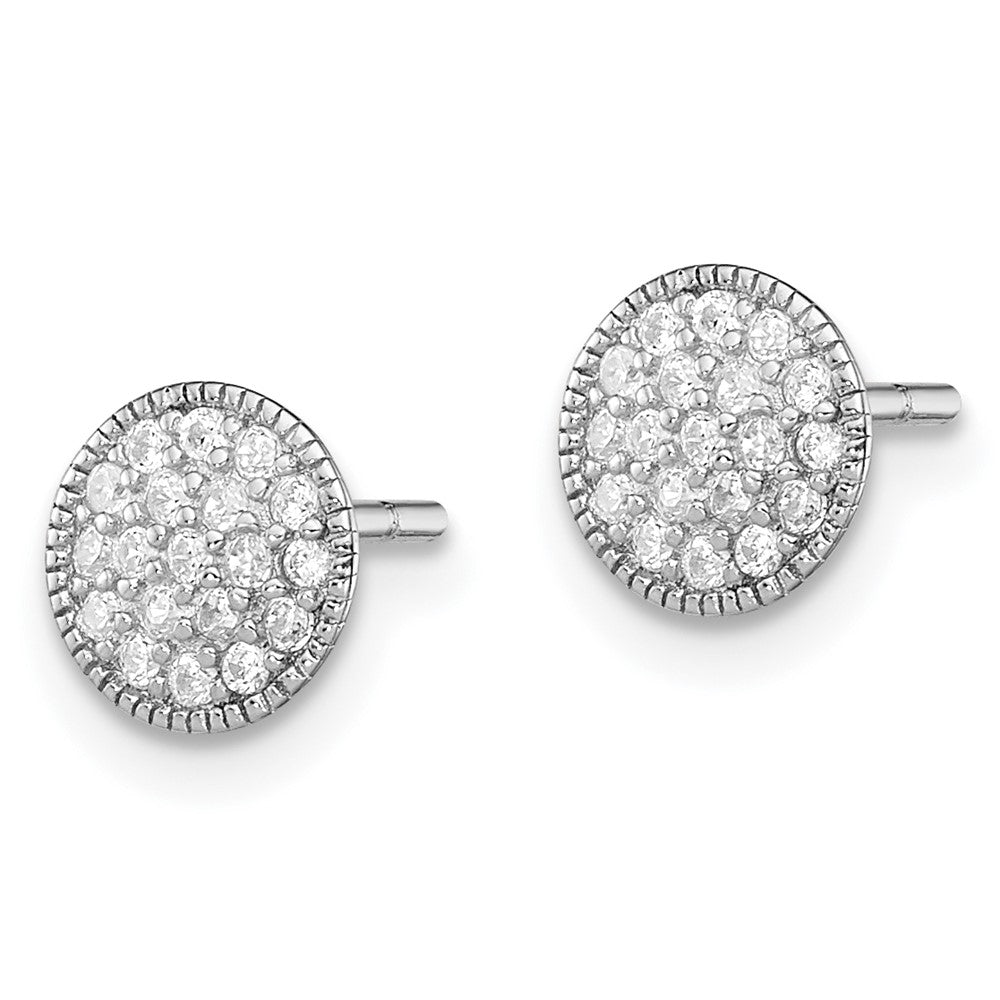 Sterlingsilber Rhodiniert Poliert Pavé Zirkonia 7mm Kreis Ohrstecker