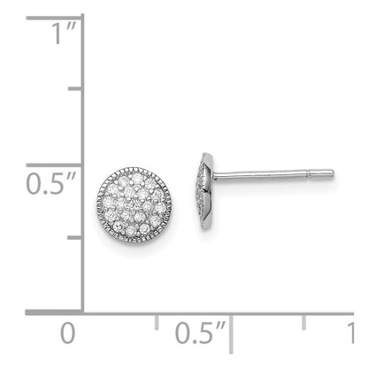 Sterlingsilber Rhodiniert Poliert Pavé Zirkonia 7mm Kreis Ohrstecker