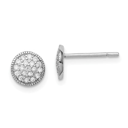 Sterlingsilber Rhodiniert Poliert Pavé Zirkonia 7mm Kreis Ohrstecker