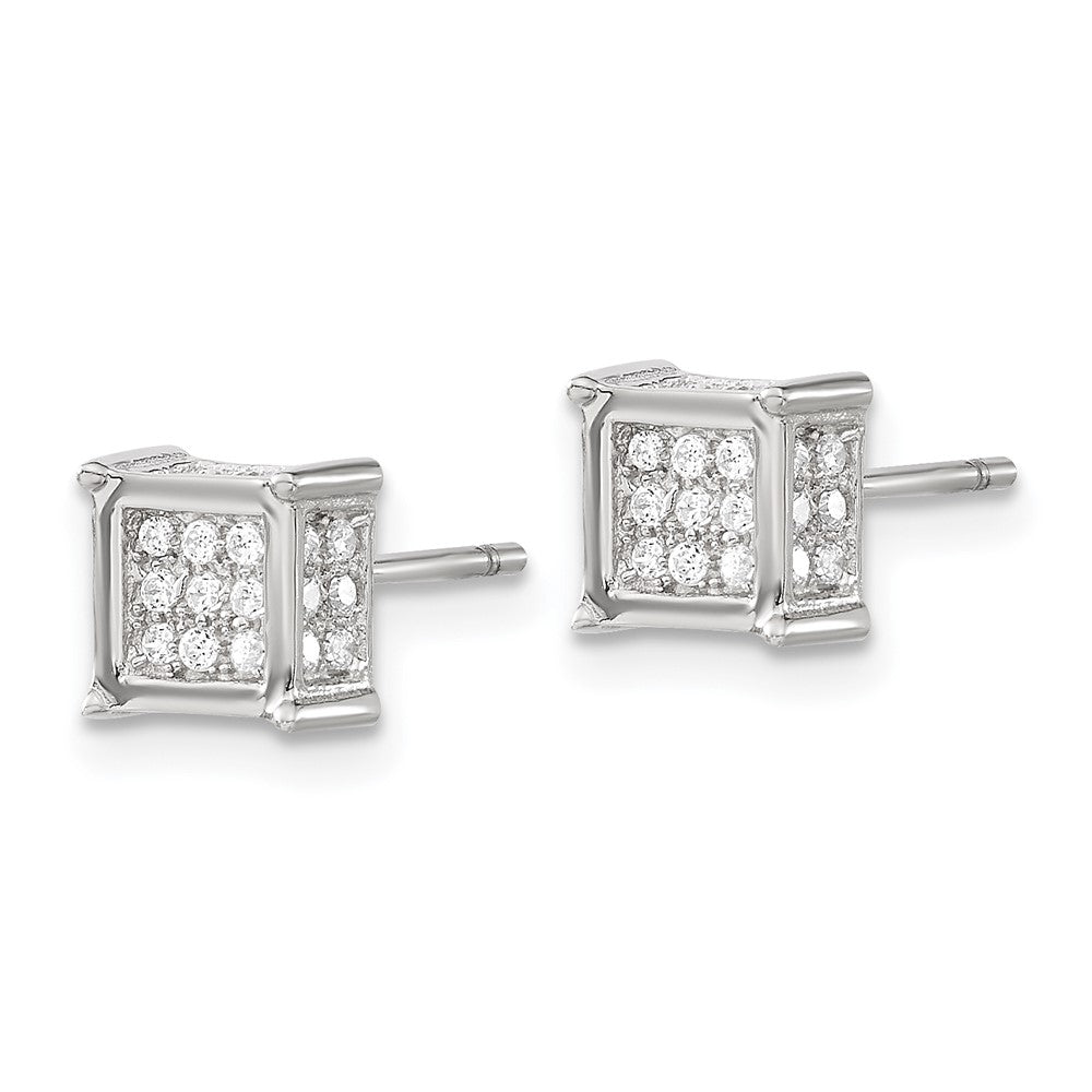 Sterlingsilber Rhodiniert Poliert Zirkonia Quadratisch Ohrstecker