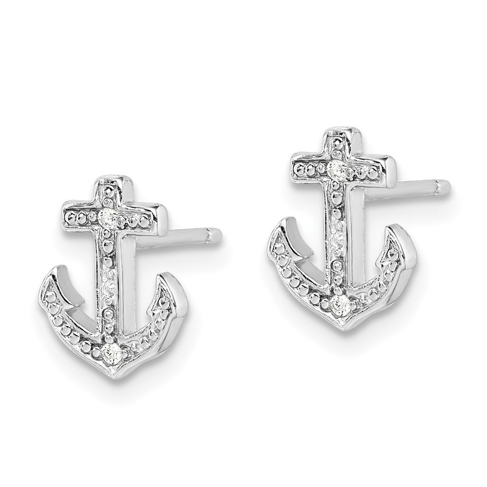 Sterlingsilber Rhodiniert Poliert Zirkonia Anker Ohrstecker