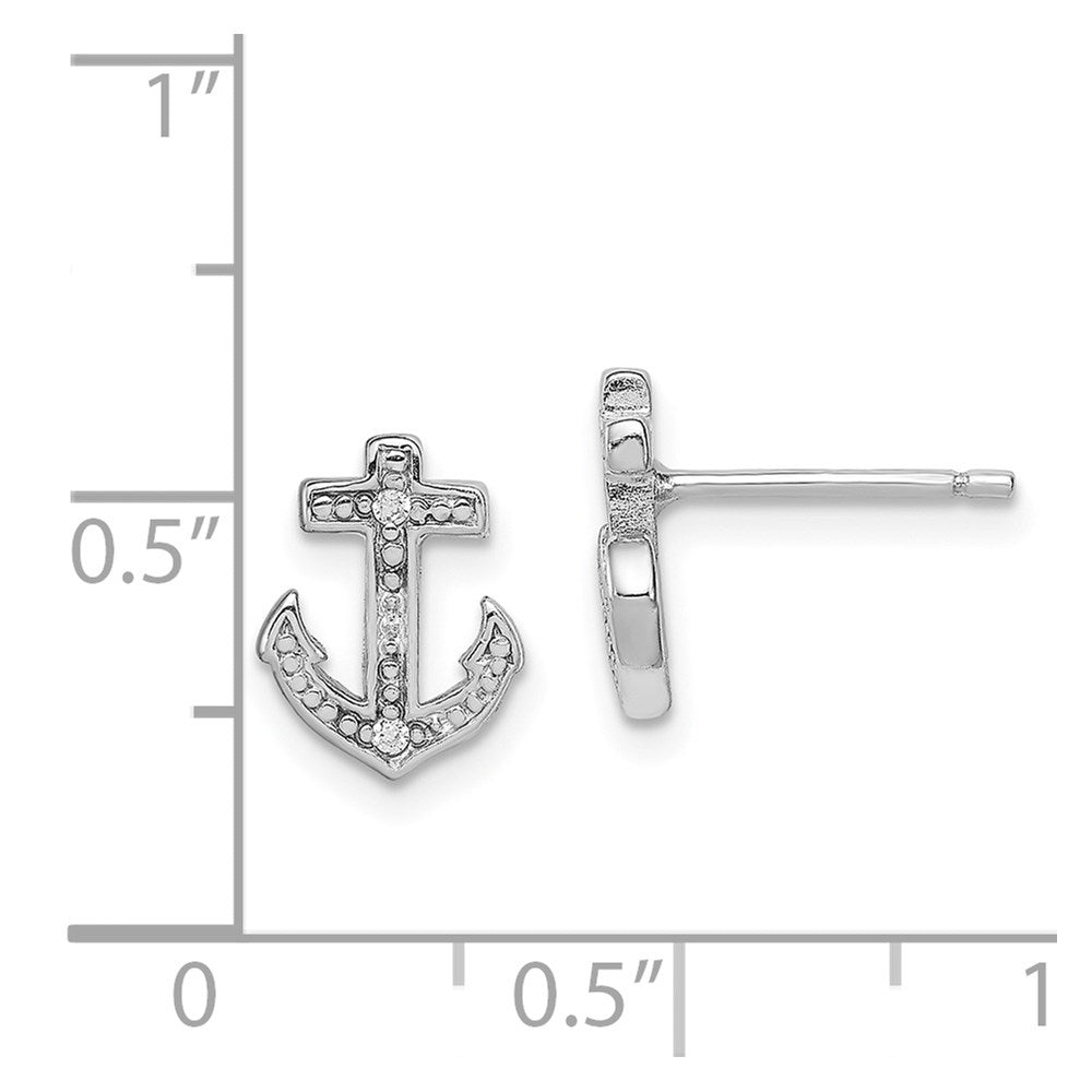 Sterlingsilber Rhodiniert Poliert Zirkonia Anker Ohrstecker