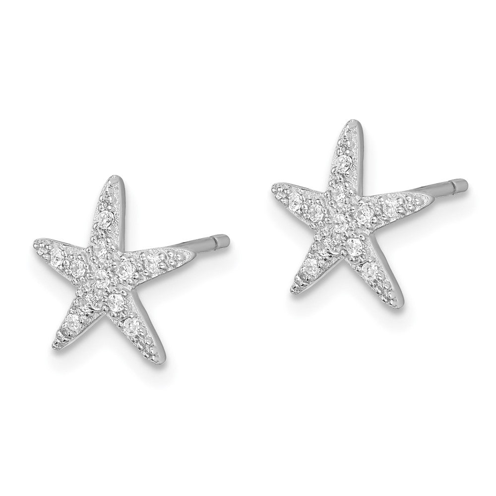 Sterlingsilber Rhodiniert Zirkonia Mikro Pavé Seestern Ohrstecker