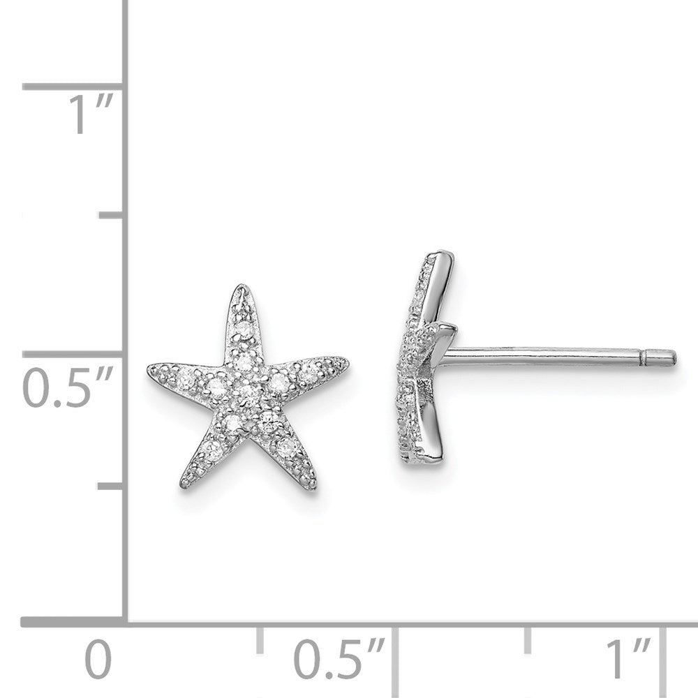 Sterlingsilber Rhodiniert Zirkonia Mikro Pavé Seestern Ohrstecker