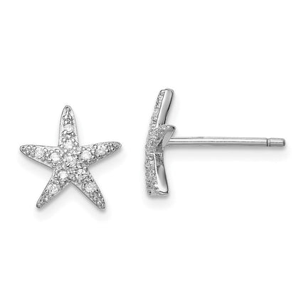Sterlingsilber Rhodiniert Zirkonia Mikro Pavé Seestern Ohrstecker