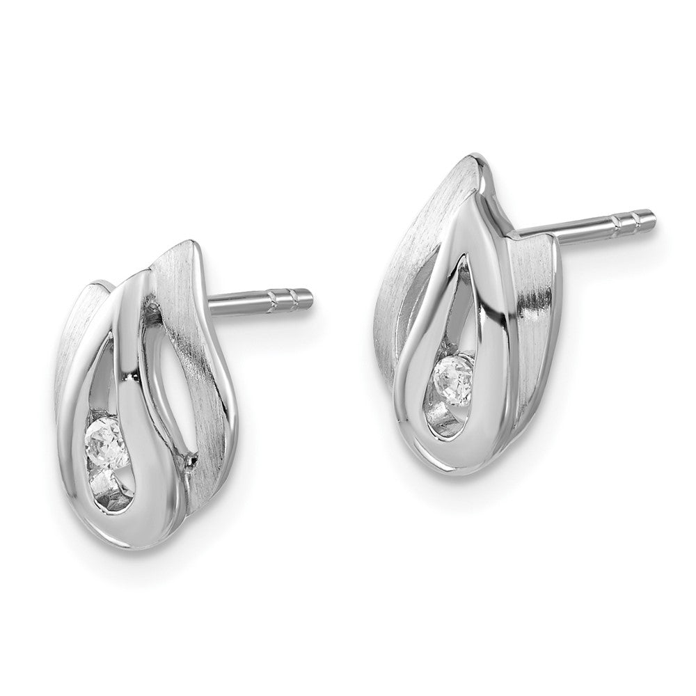 Sterlingsilber Poliert und Gebürstet Zirkonia Ohrstecker