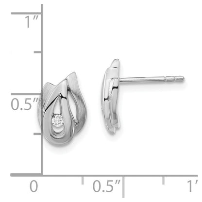 Sterlingsilber Poliert und Gebürstet Zirkonia Ohrstecker