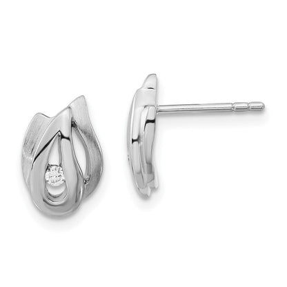 Sterlingsilber Poliert und Gebürstet Zirkonia Ohrstecker