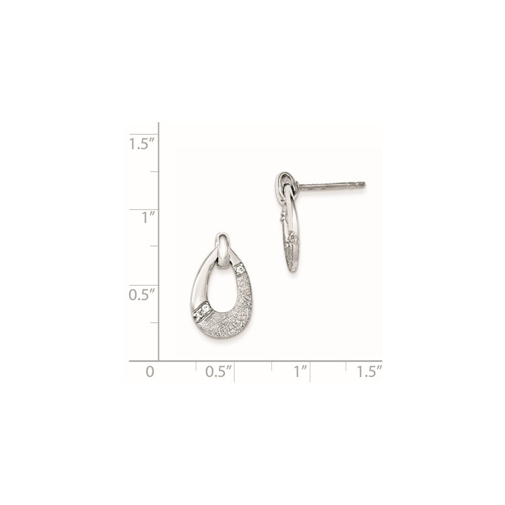 Sterlingsilber Poliert Zirkonia Satiniert Tropfen Ohrstecker
