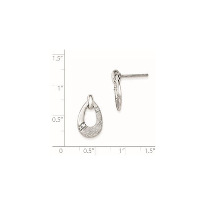 Sterlingsilber Poliert Zirkonia Satiniert Tropfen Ohrstecker