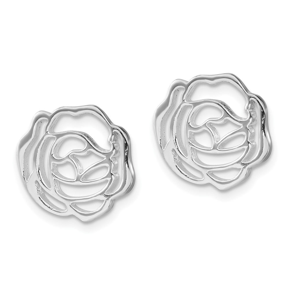 Sterlingsilber Poliert Rose Blumen Ohrring Enhancers