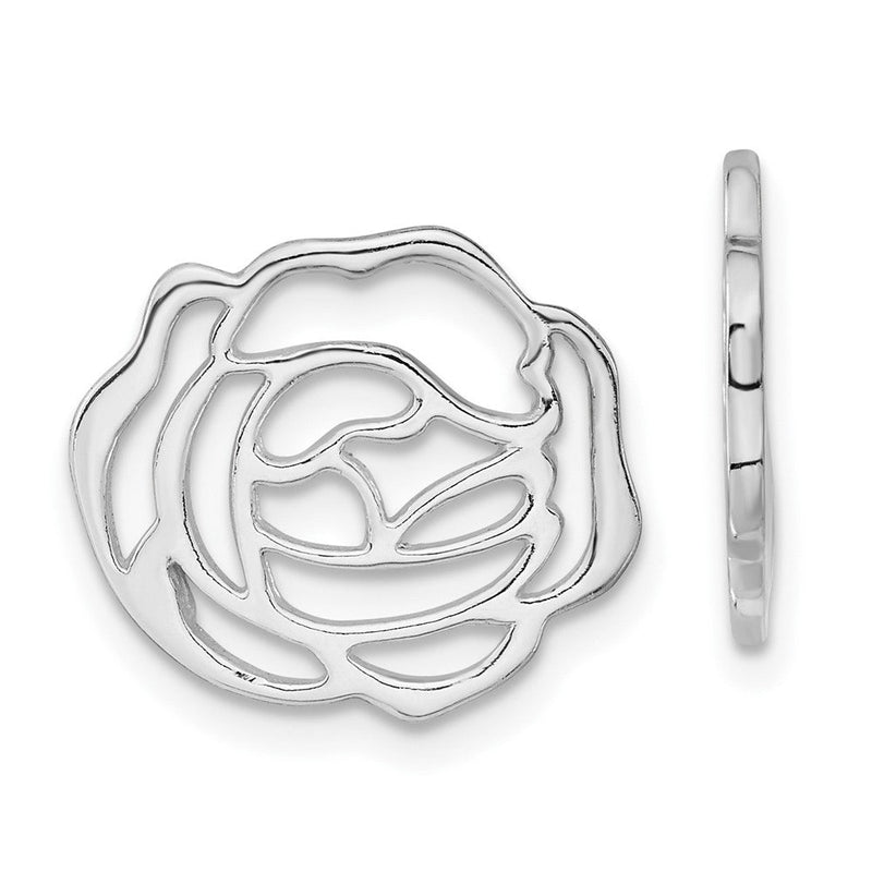 Sterlingsilber Poliert Rose Blumen Ohrring Enhancers