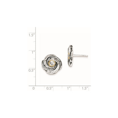 14K/silver Bicolor Sterlingsilber & Vergoldet Zirkonia Antikisiert Ohrstecker