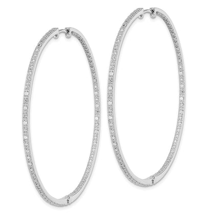 Sterlingsilber Rhodiniert Diamant in & Außen Creolen