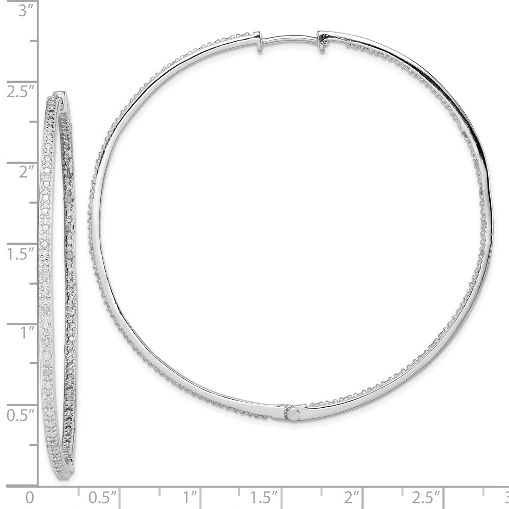 Sterlingsilber Rhodiniert Diamant in & Außen Creolen