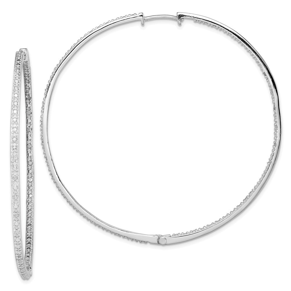 Sterlingsilber Rhodiniert Diamant in & Außen Creolen