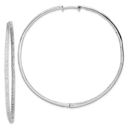 Sterlingsilber Rhodiniert Diamant in & Außen Creolen