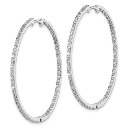 Sterlingsilber Rhodiniert Diamant in & Außen Creolen
