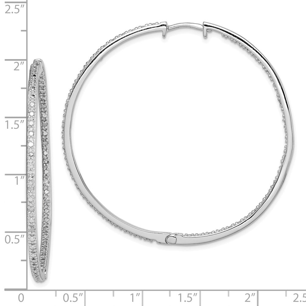 Sterlingsilber Rhodiniert Diamant in & Außen Creolen