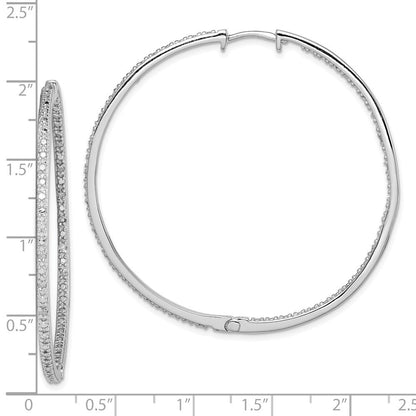 Sterlingsilber Rhodiniert Diamant in & Außen Creolen