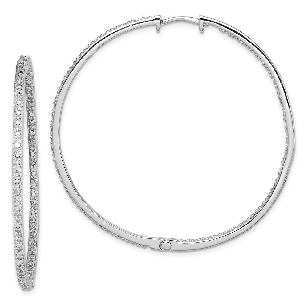 Sterlingsilber Rhodiniert Diamant in & Außen Creolen