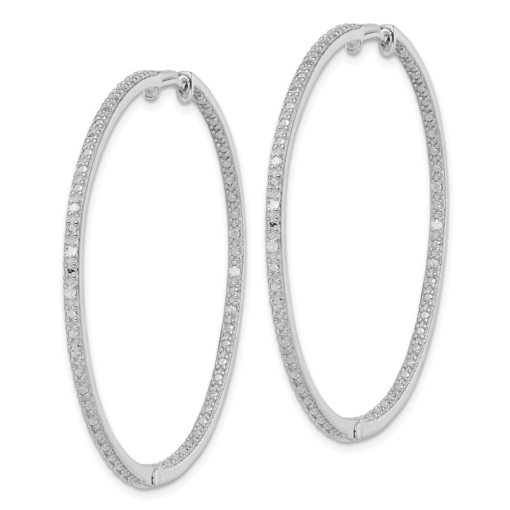 Sterlingsilber Rhodiniert Diamant in & Außen Creolen
