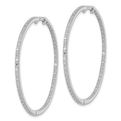 Sterlingsilber Rhodiniert Diamant in & Außen Creolen