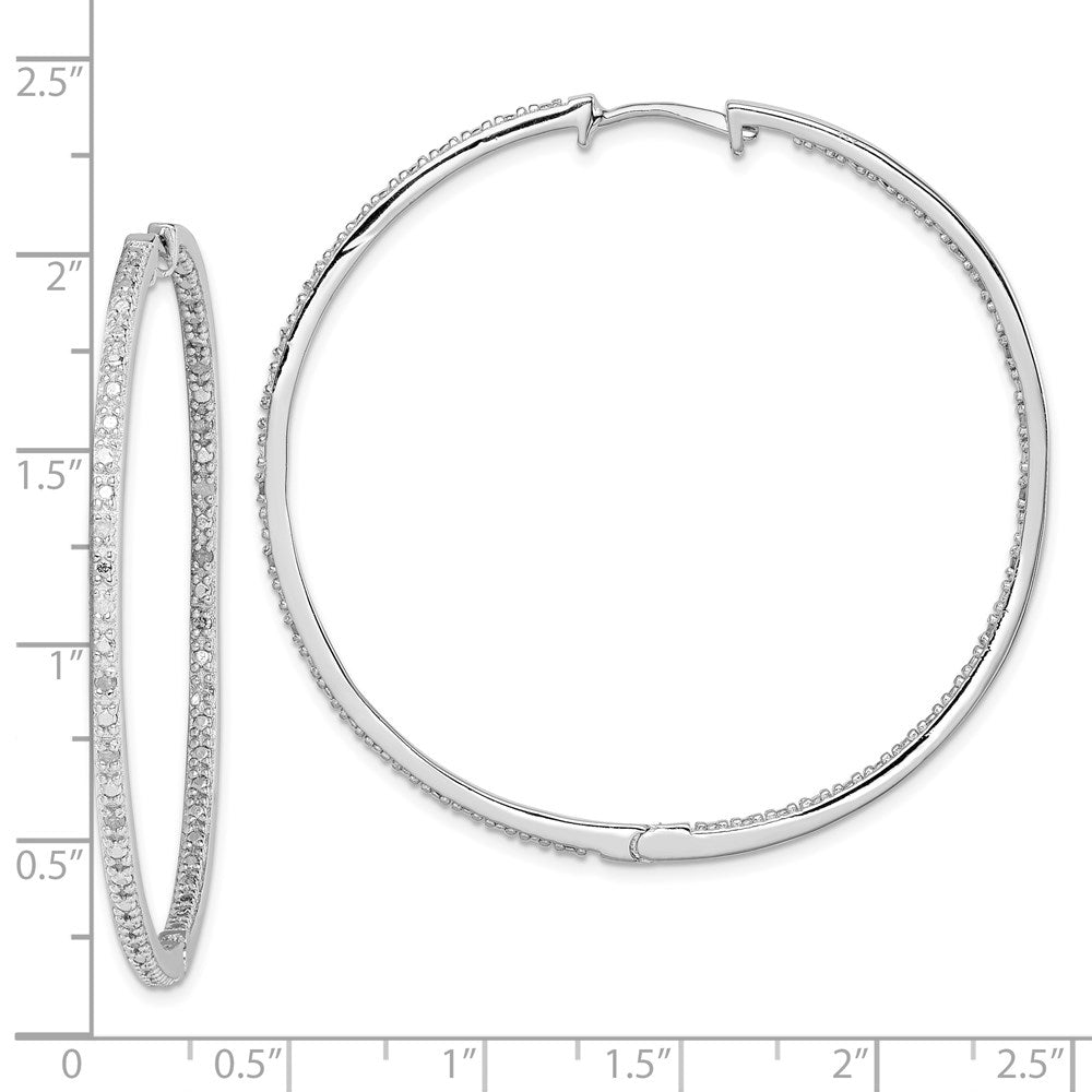 Sterlingsilber Rhodiniert Diamant in & Außen Creolen