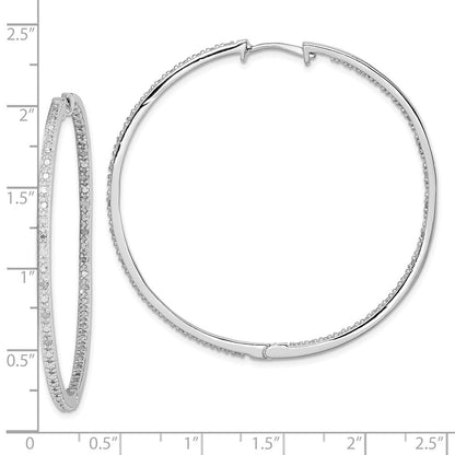 Sterlingsilber Rhodiniert Diamant in & Außen Creolen