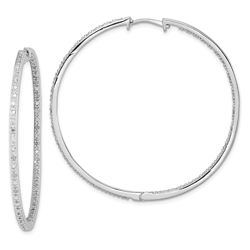 Sterlingsilber Rhodiniert Diamant in & Außen Creolen