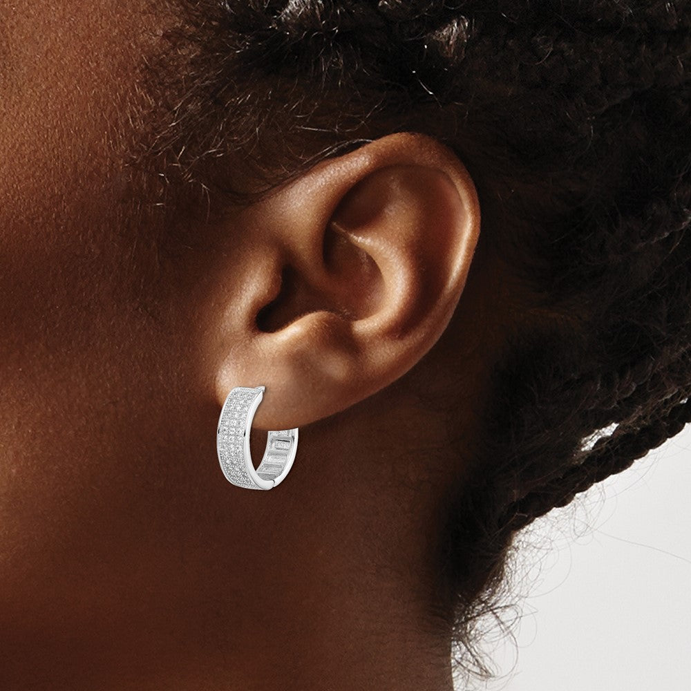 Sterlingsilber Poliert Rhodiniert 3-row Klappbar Creolen