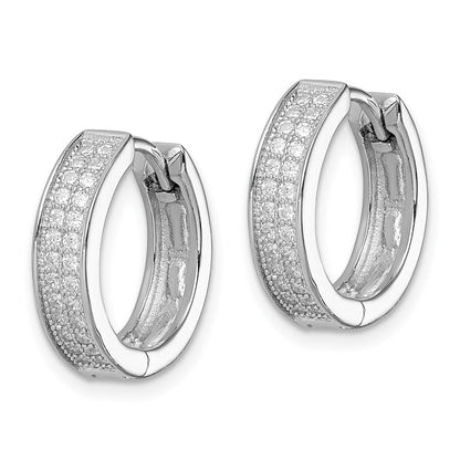 Sterlingsilber Rhodiniert 2-row Pavé Klappbar Creolen