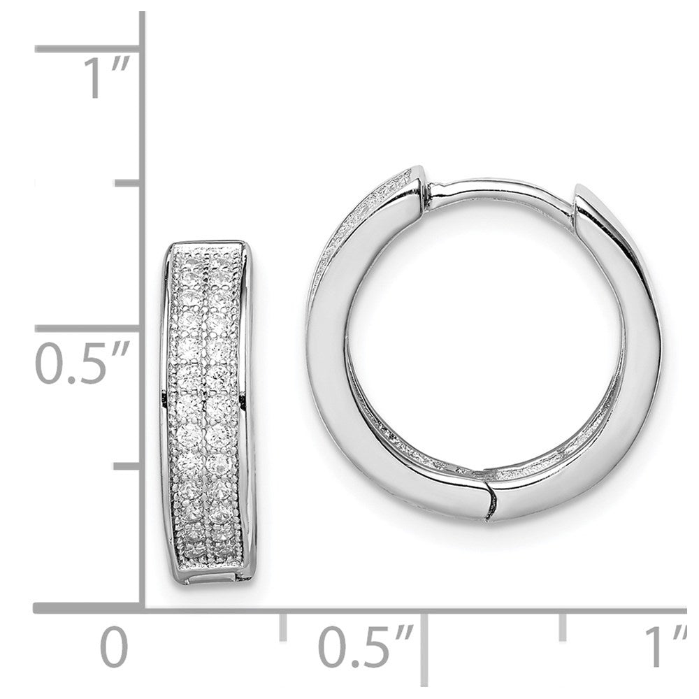 Sterlingsilber Rhodiniert 2-row Pavé Klappbar Creolen