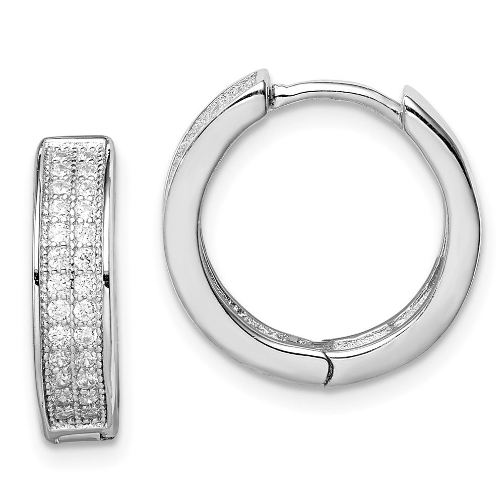 Sterlingsilber Rhodiniert 2-row Pavé Klappbar Creolen