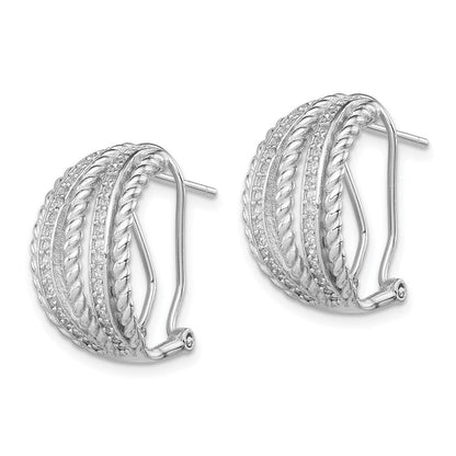 Sterlingsilber Rhodiniert Poliert Kordel Zirkonia Omega Rückseite C- Creolen