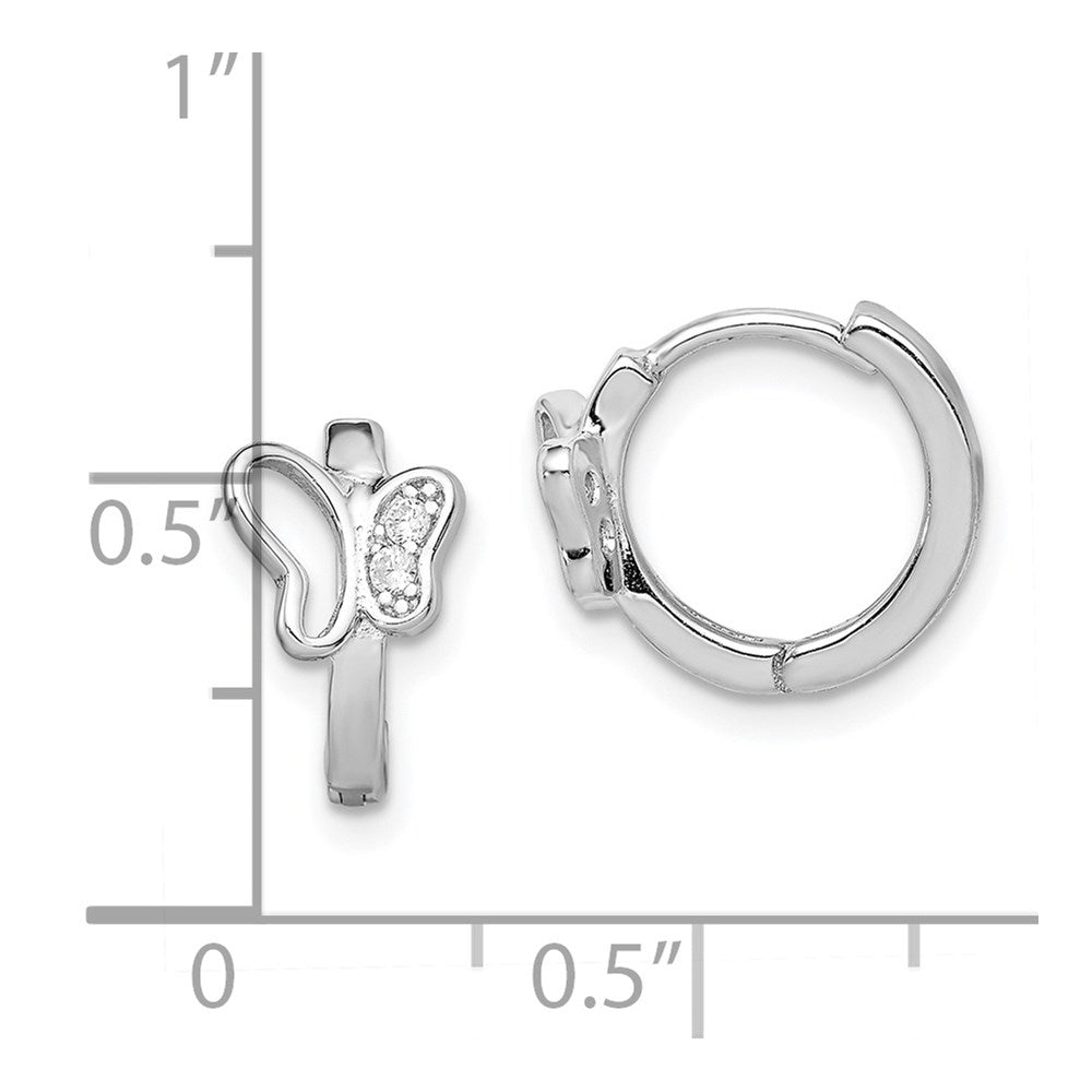 Sterlingsilber Rhodiniert Poliert Zirkonia Schmetterling Creolen