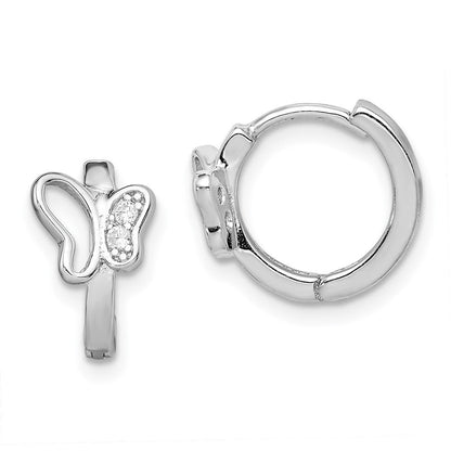 Sterlingsilber Rhodiniert Poliert Zirkonia Schmetterling Creolen