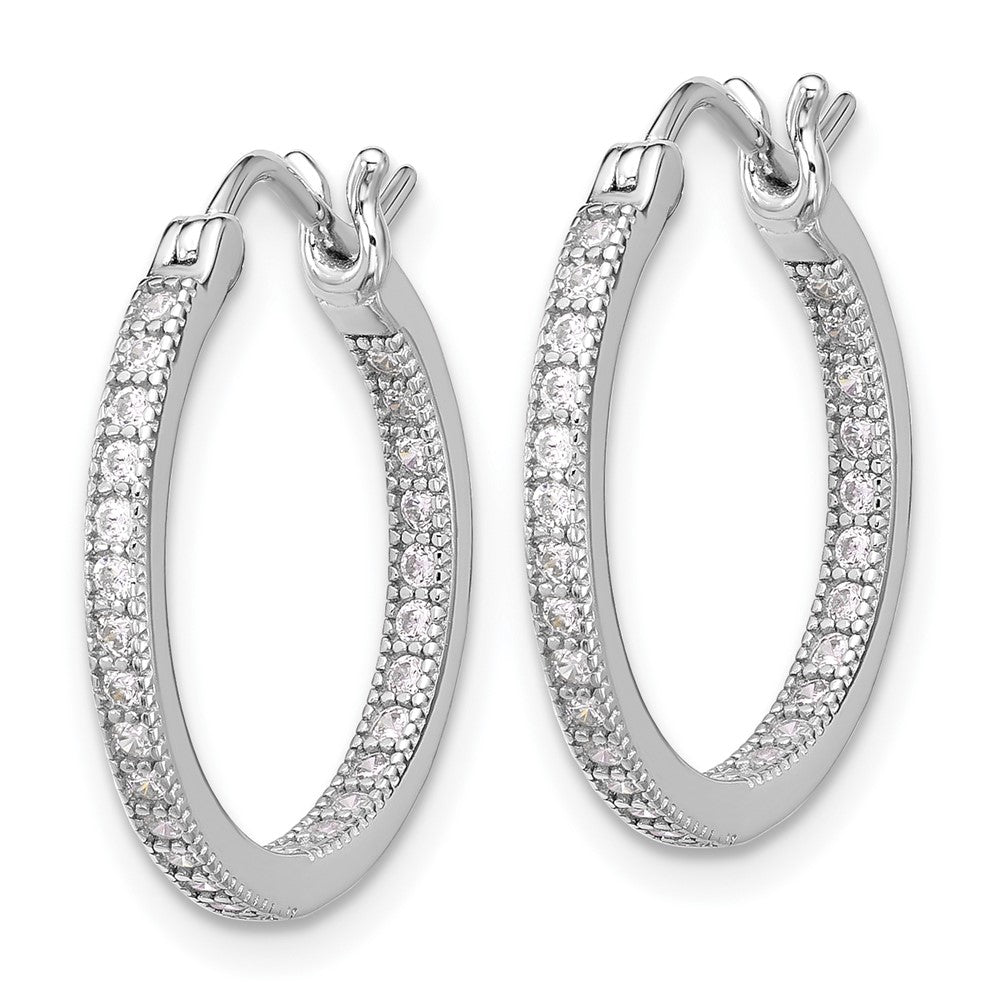 Sterlingsilber Rhodiniert Zirkonia 15mm In/out Creolen