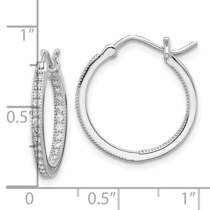 Sterlingsilber Rhodiniert Zirkonia 15mm In/out Creolen