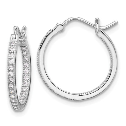 Sterlingsilber Rhodiniert Zirkonia 15mm In/out Creolen