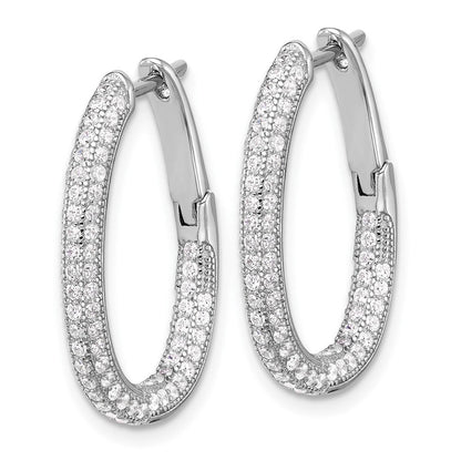 Sterlingsilber Rhodiniert Zirkonia In/out Klappbar Stecker Creolen
