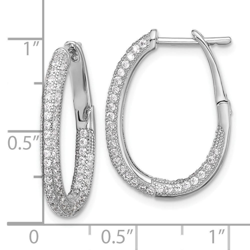 Sterlingsilber Rhodiniert Zirkonia In/out Klappbar Stecker Creolen