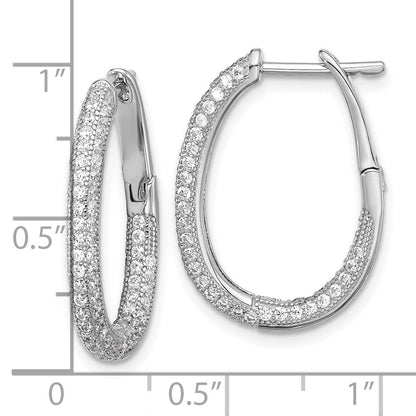Sterlingsilber Rhodiniert Zirkonia In/out Klappbar Stecker Creolen