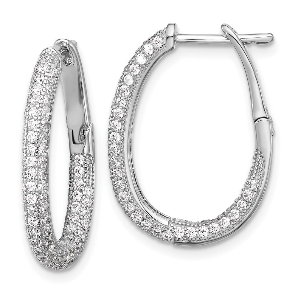 Sterlingsilber Rhodiniert Zirkonia In/out Klappbar Stecker Creolen