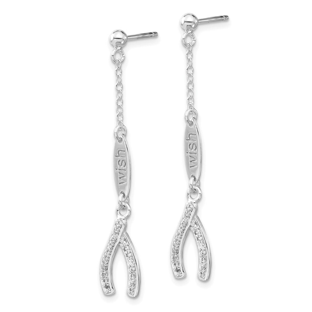 Sterlingsilber Poliert Zirkonia Gabelbein Hängend Ohrstecker