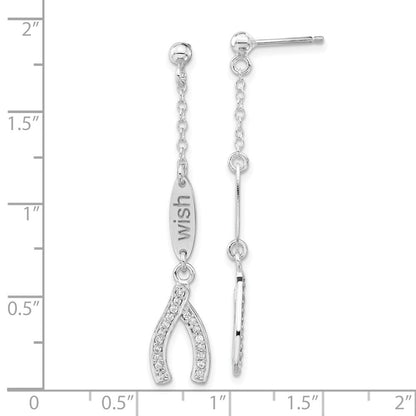 Sterlingsilber Poliert Zirkonia Gabelbein Hängend Ohrstecker